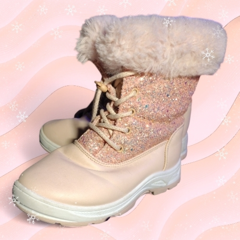 Sparkly Pink and Cream Girls Bacca Boots
